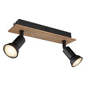 Globo Drew 57998-2W listwa plafon lampa sufitowa spot 2x35W GU10 czarny/drewniany