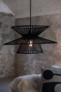 Marksjold Duplici 108784 lampa wisząca zwis nowoczesna skandynawska ażurowa abażur bambusowy 1x40W E27 czarna