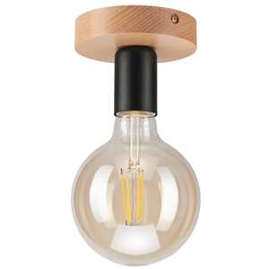 Lamkur Vito 41759 plafon lampa sufitowa spot rustykalny metalowy 1x60W E27 czarny/drewno