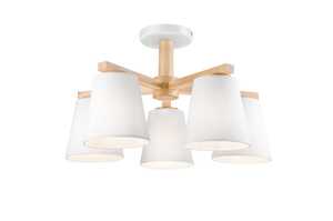 Lamkur Ellie 37776 plafon lampa sufitowa 5x60W E27 biały/drewniany