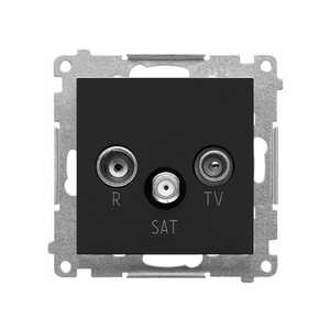 Gniazdo antenowe R-TV-SAT Kontakt-Simon 55 TASP.01/149 przelotowe 7 dB moduł. 1x Wejście: 5 MHz÷2,4 GHz czarny mat