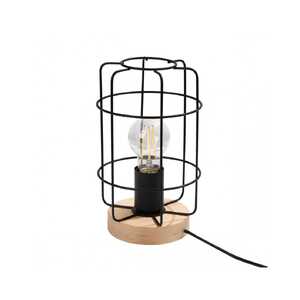 Sollux Gotto SL.1265 lampa stołowa lampka druciana klatka 1x15W E27 czarna/drewno