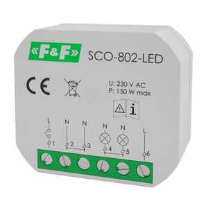 Ściemniacz uniwersalny F&F SCO-802-LED z pamięcią do oświetlenia LED 150W 230V AC do puszki fi 60 - wysyłka w 24h