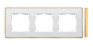 Ramka potrójna Kontakt-Simon 82 8201630-245 Detail Select Metal podstawa złota ramka biała