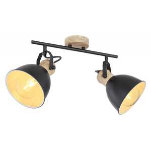 Globo Wiho 54018-2S plafon lampa sufitowa spot 2x40W E27 czarny/drewniany