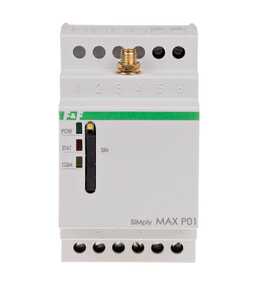 Sterownik SMS GSM F&F SIMplyMAX-P04 On/Off/Alarm czterokanałowy 4x8A 4NO 230V AC na szynę DIN