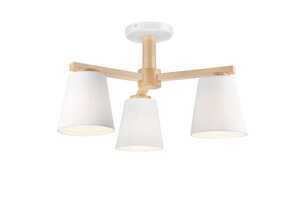 Lamkur Ellie 37769 plafon lampa sufitowa 3x60W E27 biały/drewniany - wysyłka w 24h